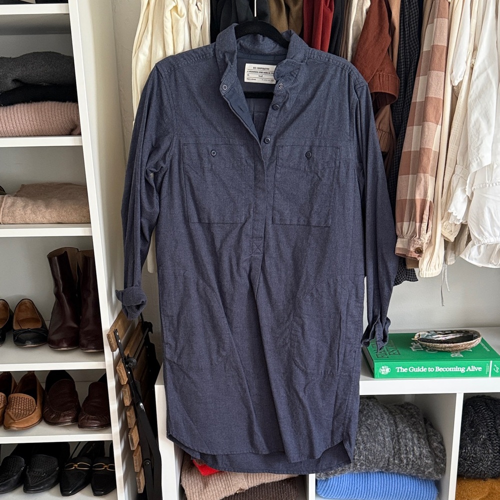 REI Button-Front Navy Tunic Dress